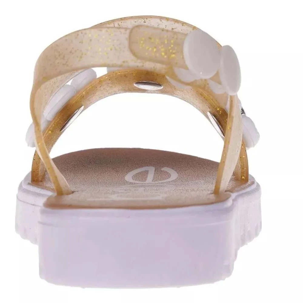 Baby Girls Sandals by bebe Glitter Flower Gold Size 5/6 New With Tags